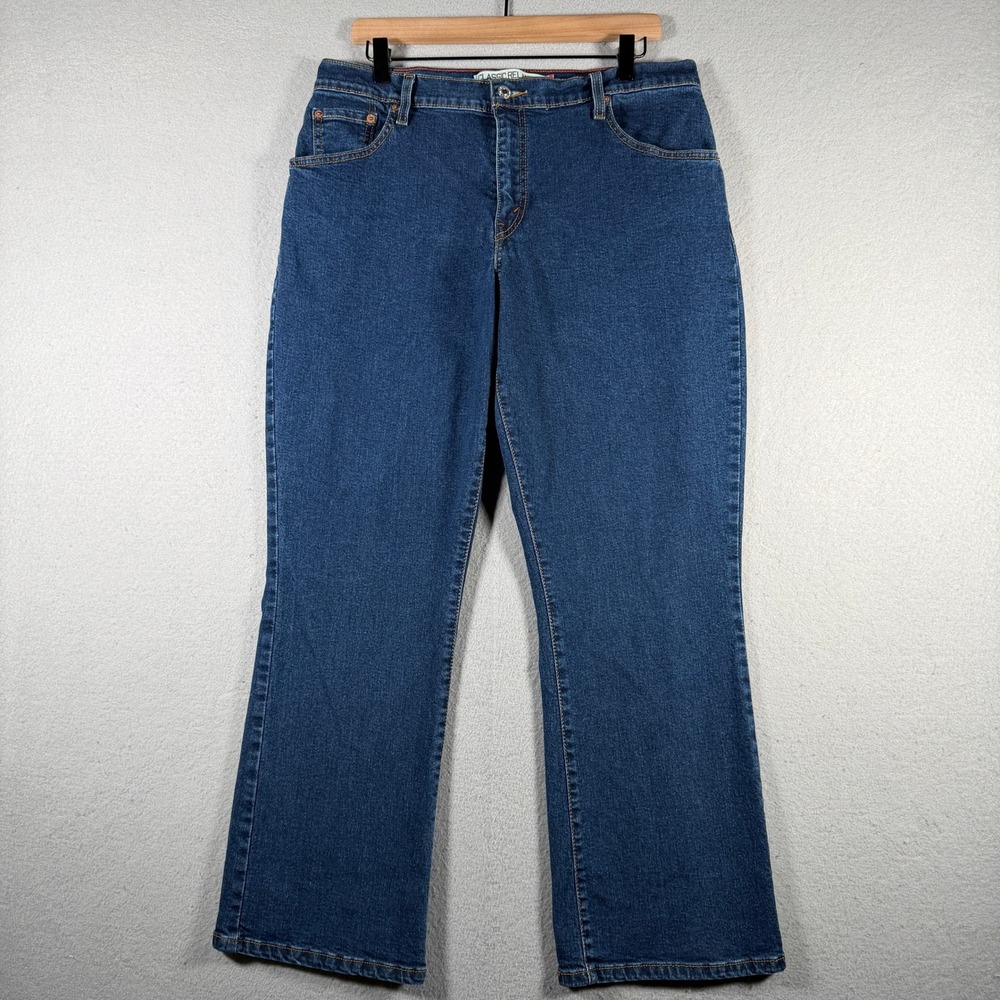 Levis 550 Womens 14S Dark Wash Classic Relaxed Boot Cut Stretch Blue Jeans